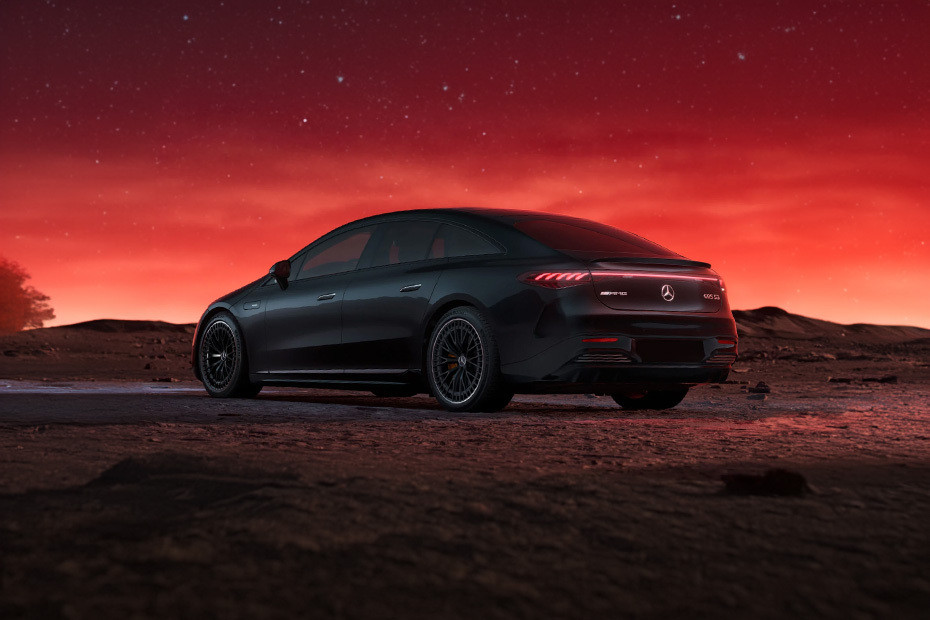 Rear Cross Side View of Mercedes-Benz AMG EQS Rear Cross Side View of Mercedes-Benz AMG EQS