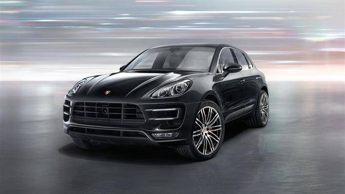 Porsche Macan Turbo Front Angle High View Porsche Macan Turbo Front Angle High View