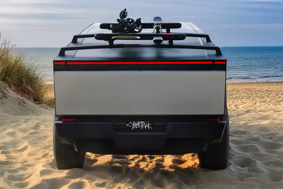 Full Rear View of Tesla Cybertruck Full Rear View of Tesla Cybertruck