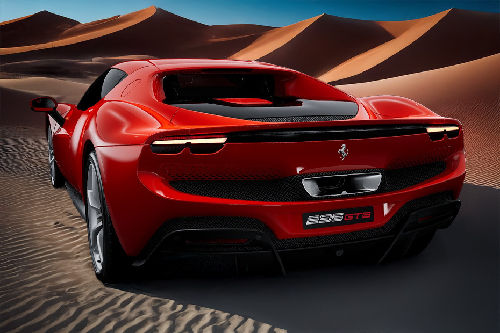 Rear Cross Side View of Ferrari 296 GTB