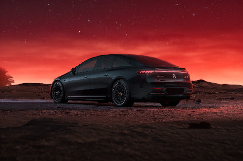 Rear Cross Side View of Mercedes-Benz AMG EQS